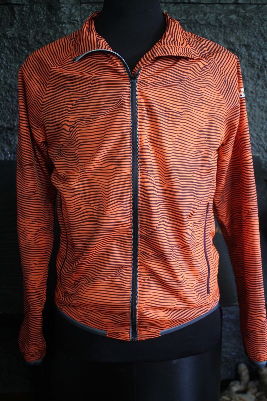 Adidas Adizero Track Jacket Women's Small Orange Black Full Zip Running Zip Up
